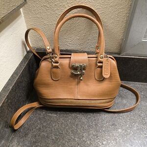 Vintage Monique Brown Faux Leather Doctor Bag Toggle Clasp